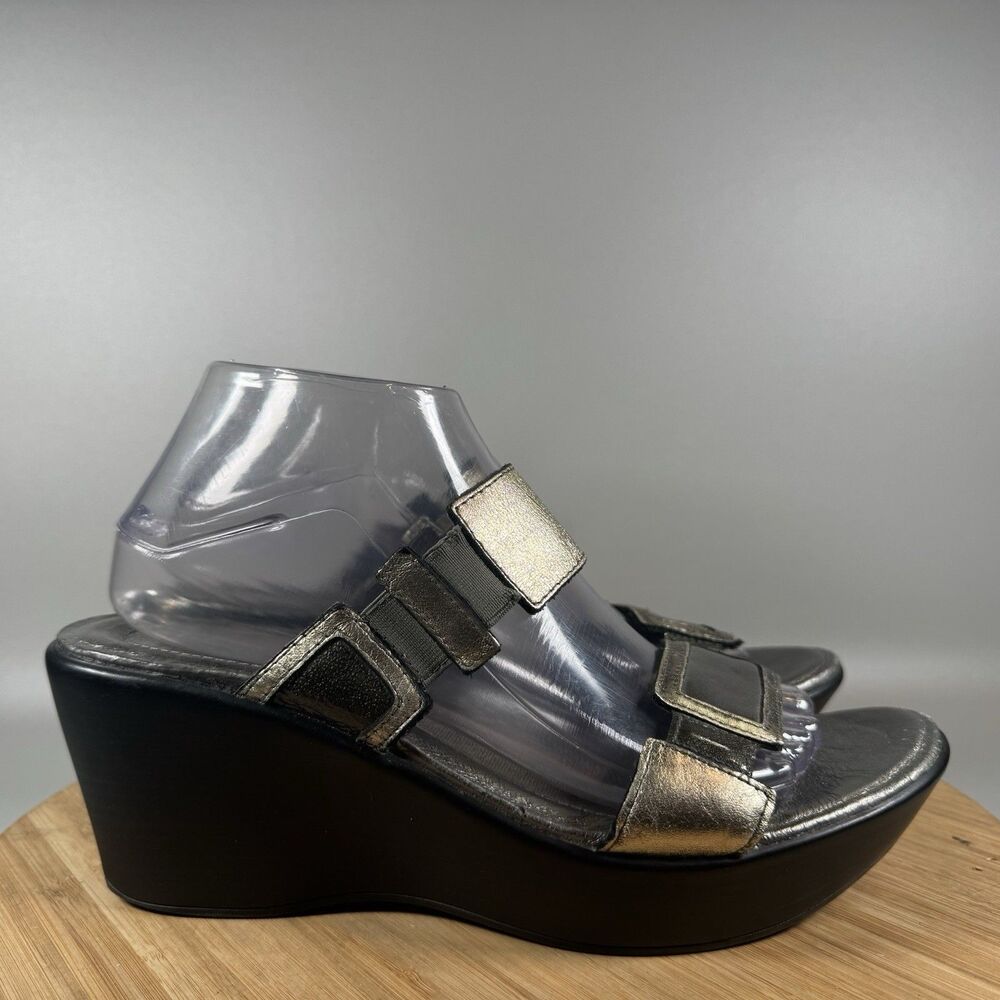 Naot Treasure Wedge Sandal Black Leather Womens EU 41 US 10
